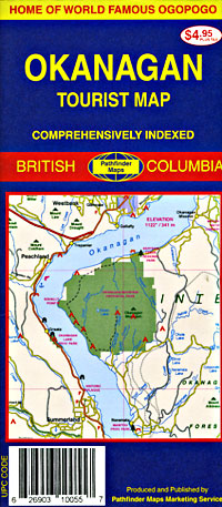 Okanagan Region Road and Tourist map, Canada.