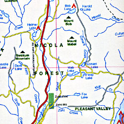 Okanagan Region Road and Tourist map, Canada.