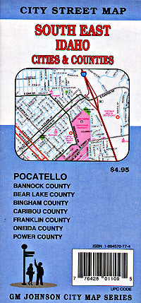 South East Idaho Cities and Counties Street Map, Idaho, America.