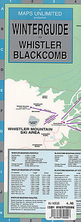 Whistler and Blackom Road and Tourist Map, British Columbia, Canada.