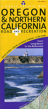 Oregon and North California Coast Road and Recreation Map, America.