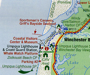 Oregon and North California Coast Road and Recreation Map, America.