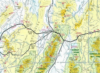 Nevada Road and Recreation Map, America.