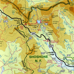 Yellowstone and Grand Teton National Park, Road and Recreation Map, Wyoming, America.