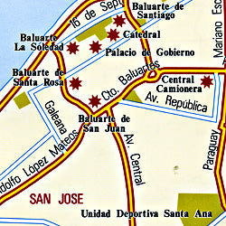 Campeche State, Road and Tourist Map, Mexico.