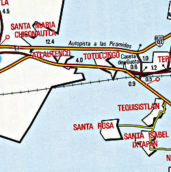 Distrito Federal, Road and Tourist Map, Mexico.