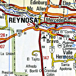 Mexico, Central, Road and Tourist Map.