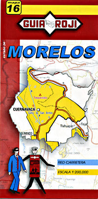 Morelos State, Road and Tourist Map, Mexico.