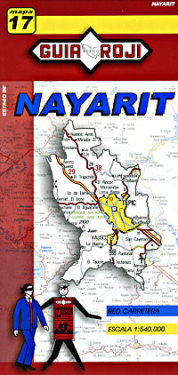 Nayarit State, Road and Tourist Map, Mexico.