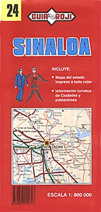 Sinaloa State, Road and Tourist Map, Mexico.