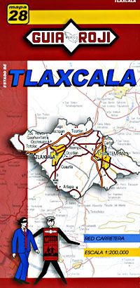 Tlaxcala State, Road and Tourist Map, Mexico.