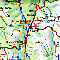 Sikkim (Tibet, Himalaya, Bhutan, Nepal, and Sikkim), Road and Shaded Relief Tourist Map.