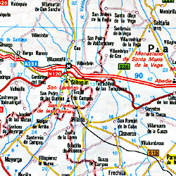 Spain and Portugal, Road and Shaded Relief Tourist Map.