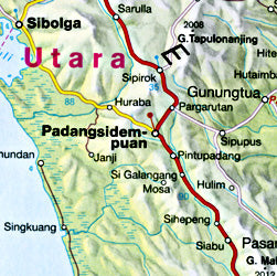 Thailand Road and Shaded Relief Tourist Map.