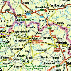 Europe Road and Shaded Relief Tourist Map.