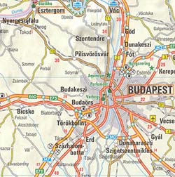 Hungary Road and Shaded Relief Tourist Map.