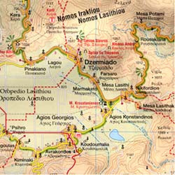 EASTERN Crete Road and Topographic Hiking and Tourist Map.