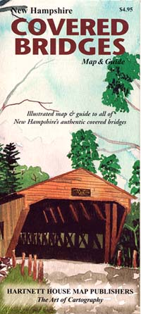 New Hampshire "Covered Bridges", Road and Tourist Map, America.