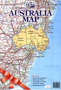 Australia "Envelope" Road and Tourist Map.