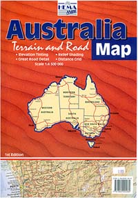 Australia Terrain "Envelope" Road and TOPOGRAPHIC Tourist Map.