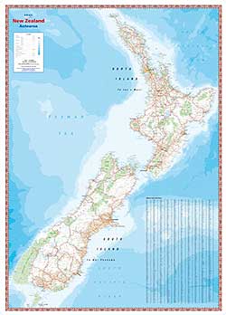 Nz Map Reference New Zealand WALL Map.