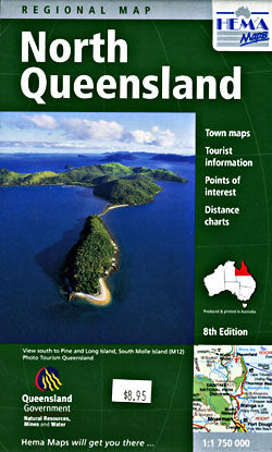 Queensland, North, Regional Road and Tourist Map, Australia.