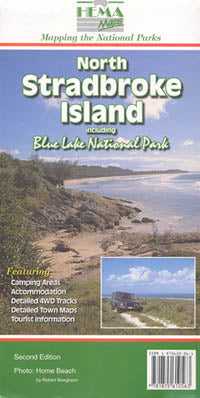 Stradbroke Island North, Road and Tourist Map, Australia.