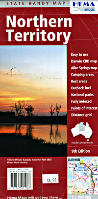 Northern Territory State, Road and Tourist Map, Deluxe, Australia.