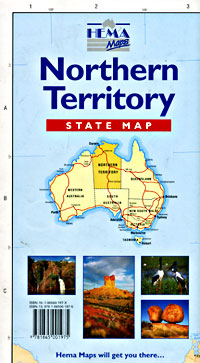 Northern Territory State, Road and Tourist Map, Australia.