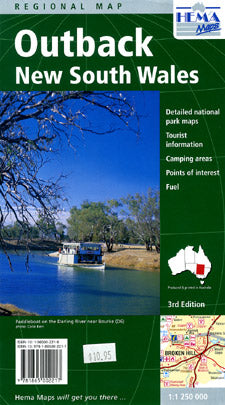 New South Wales, Outback, Regional Road and Tourist Map, Australia.