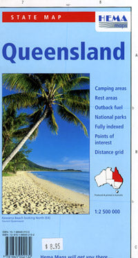 Queensland State, Road and Tourist Map, Australia.