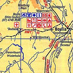 Simpson Desert, Road and Tourist Map, Australia.