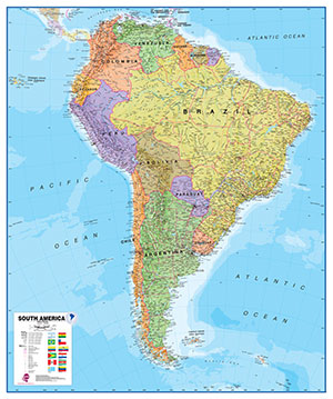 South America Political WALL Map.