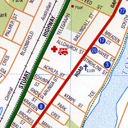 The Red Centre, Regional Road and Tourist Map, Northern Territory, Australia.