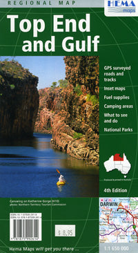 Top End and Gulf, Regional Road and Tourist Map, Northern Territory, Australia.