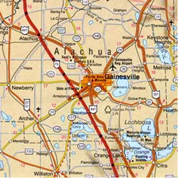 Florida Road and Shaded Relief Tourist Map, America.