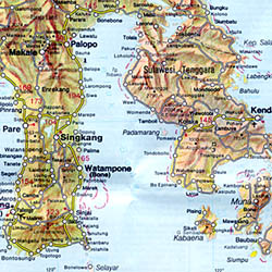 Indonesia, WESTERN, Road and Shaded Relief Tourist Map.