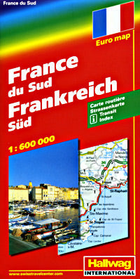 France, SOUTH, Road and Shaded Relief Tourist Map.