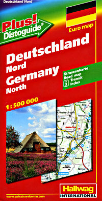 Germany, North, Road and Shaded Relief Tourist Map, with "Distoguide".