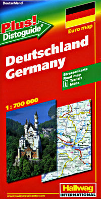 Germany Road and Shaded Relief Tourist Map, with "Distoguide".