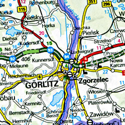 Germany Road and Shaded Relief Tourist Map, with "Distoguide".