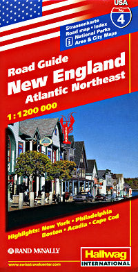 New England, Road and Tourist Map, America.