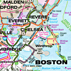 New England, Road and Tourist Map, America.