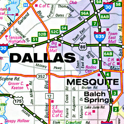 Texas Road and Shaded Relief Tourist Map.