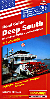 America (USA), DEEP SOUTH, Road and Tourist Map.