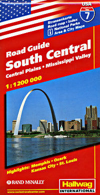 America, SOUTH CENTRAL, Road and Tourist Map.