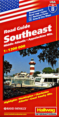 America, SOUTHEAST, Road and Tourist Map.