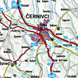 Romania and Moldova, Road and Shaded Relief Tourist Map.