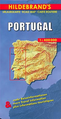 Portugal Road and Shaded Relief Tourist Map.