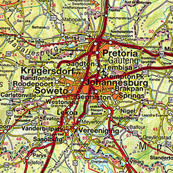 Southern Africa, Road and Shaded Relief Tourist Map.